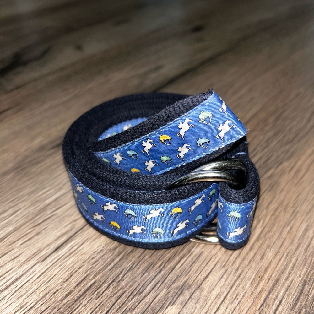 Vineyard Vines Blue Kentucky Derby Horse and Jockey Belt